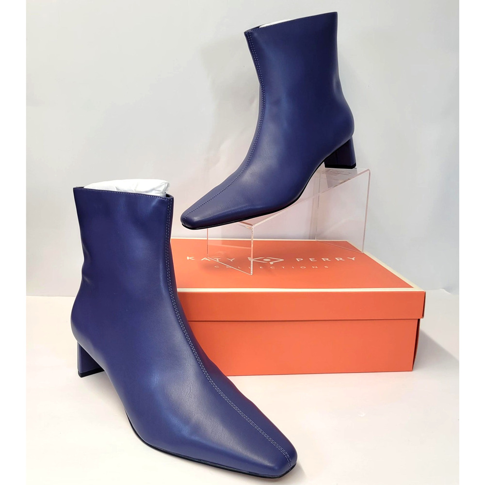 Katy Perry The Wandering Bootie Boots Women Size 12M Blue Block Heel Ankle Sleek